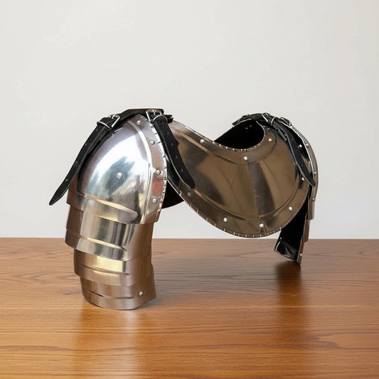 Medieval Steel Gorget and Pauldrons Set | LARP Reenactment Armor