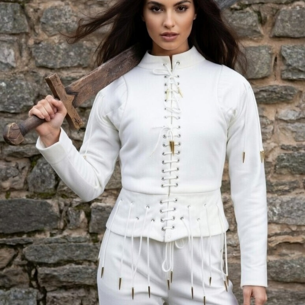 Yellow Lace-Up Medieval Archer Top , Ren faire Gambeson