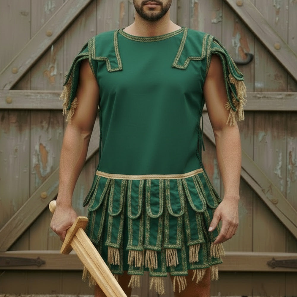 Roman Subarmalis β White Gold Gladiator Tunic, Roman Warrior Costume,