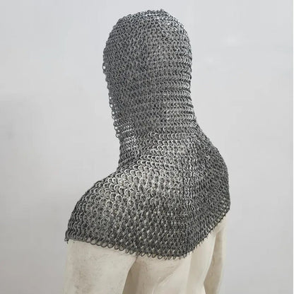 Medieval Chainmail Coif : 9MM Riveted Mild Steel Armor Hood