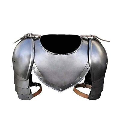 Medieval Steel Pauldrons with Gorget – 18 Gauge Reenactment Armor