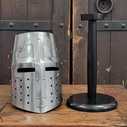 Crusader Knight Templar Helmet – Medieval Armor with Display Stand