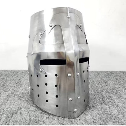 Crusader Knight Templar Helmet – Medieval Armor with Display Stand