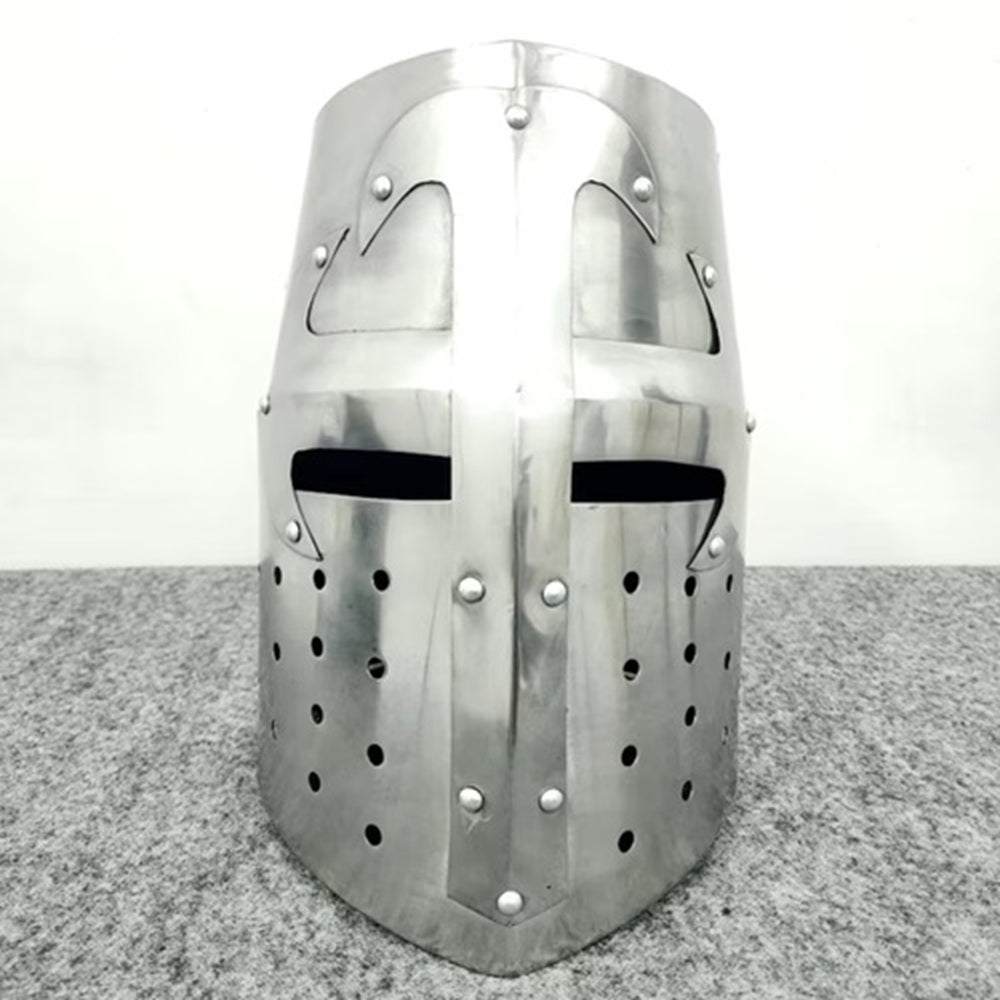 Crusader Knight Templar Helmet – Medieval Armor with Display Stand