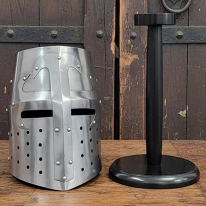 Crusader Knight Templar Helmet – Medieval Armor with Display Stand