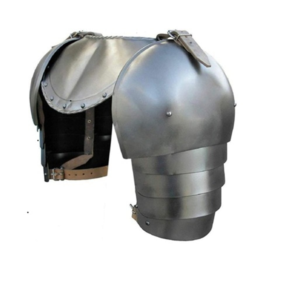 Medieval Steel Pauldrons with Gorget – 18 Gauge Reenactment Armor