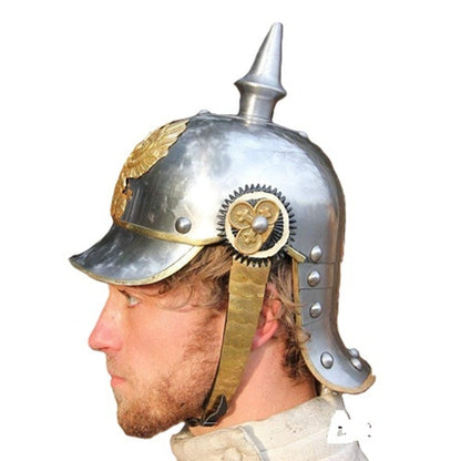 German Pickelhaube Helmet With wooden Stand,