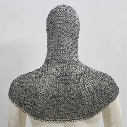 Medieval Chainmail Coif : 9MM Riveted Mild Steel Armor Hood