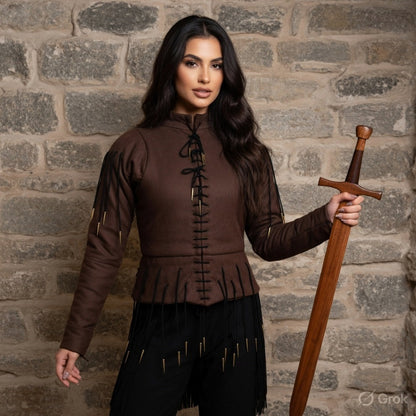 Yellow Lace-Up Medieval Archer Top , Ren faire Gambeson