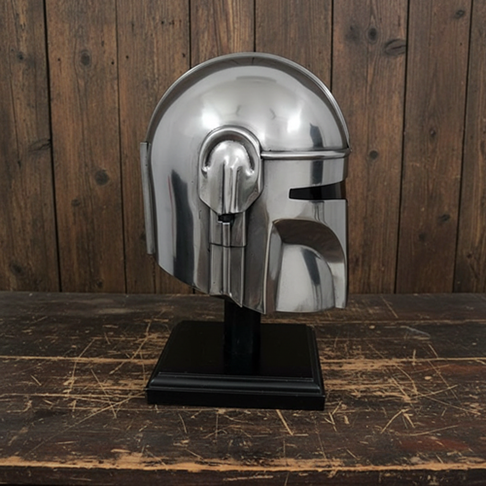 Mandalorian Helmet : Free Wooden Stand , Metal Replica Reproduction
