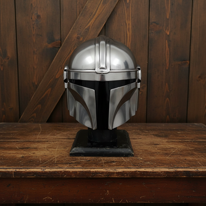 Mandalorian Helmet : Free Wooden Stand , Metal Replica Reproduction