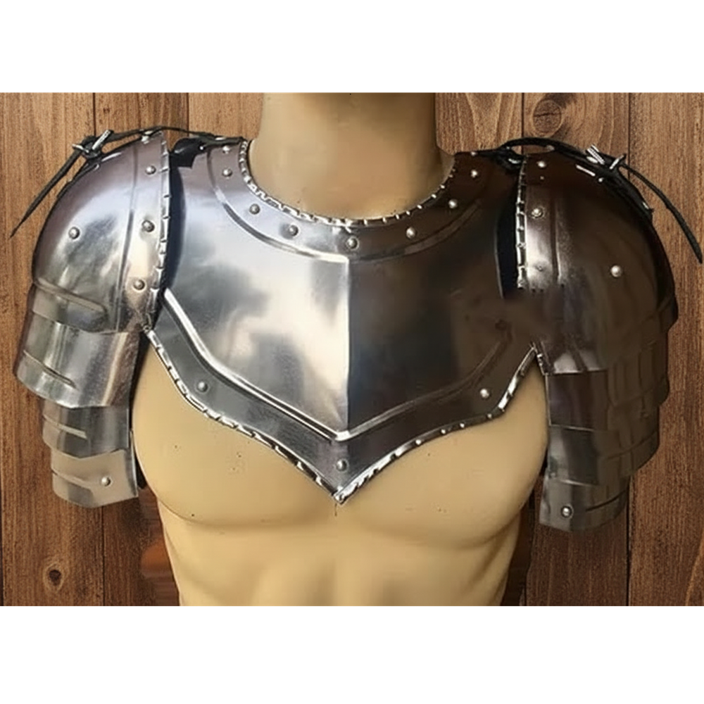 Medieval Steel Gorget and Pauldrons Set | LARP Reenactment Armor