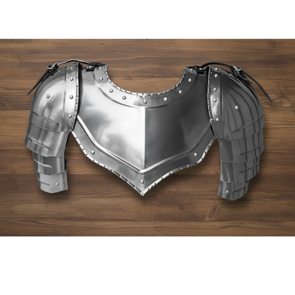Medieval Steel Gorget and Pauldrons Set | LARP Reenactment Armor