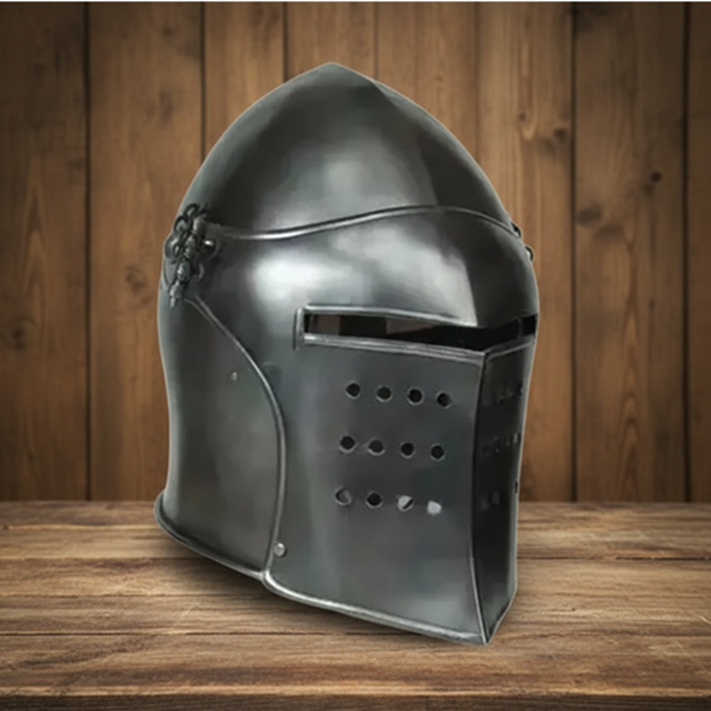 Medieval Barbute Helmet – Barbuta Armor Helm for Reenactment & Cosplay with stand