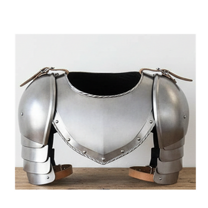 Medieval Steel Pauldrons with Gorget – 18 Gauge Reenactment Armor