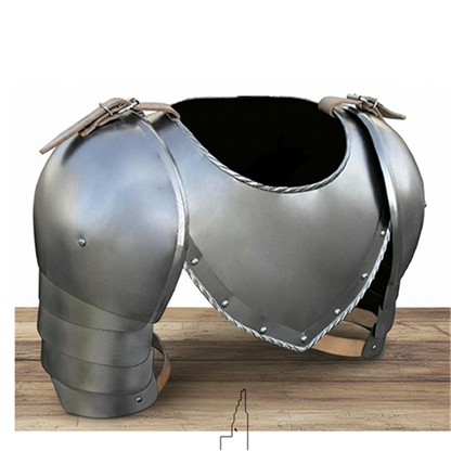 Medieval Steel Pauldrons with Gorget – 18 Gauge Reenactment Armor