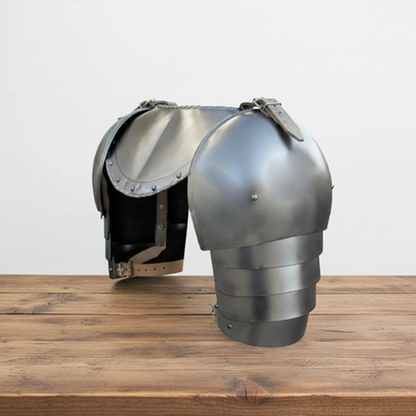 Medieval Steel Pauldrons with Gorget – 18 Gauge Reenactment Armor