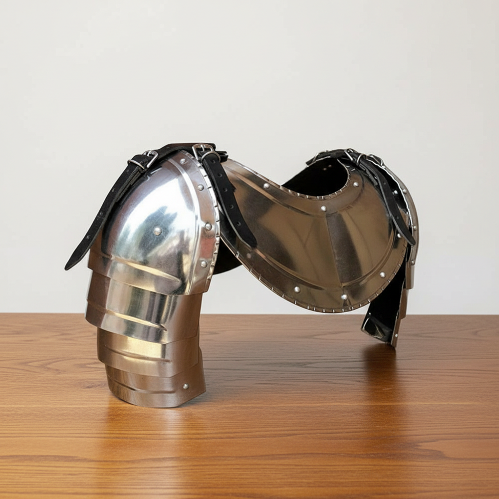 Medieval Steel Gorget and Pauldrons Set | LARP Reenactment Armor