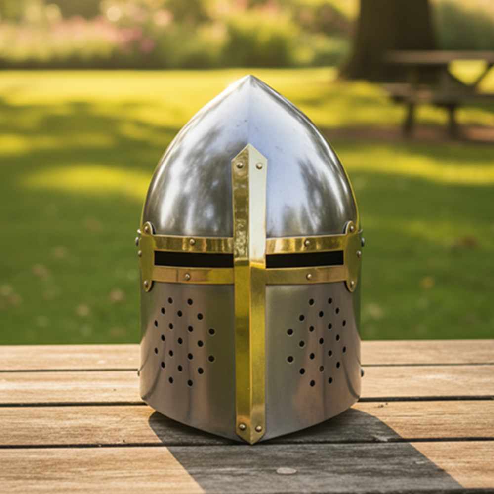 Silver Sugerloaf Helmet | Brass Helmetwith Free Display Stand
