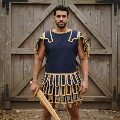 Roman Subarmalis – White Gold Gladiator Tunic, Roman Warrior Costume,