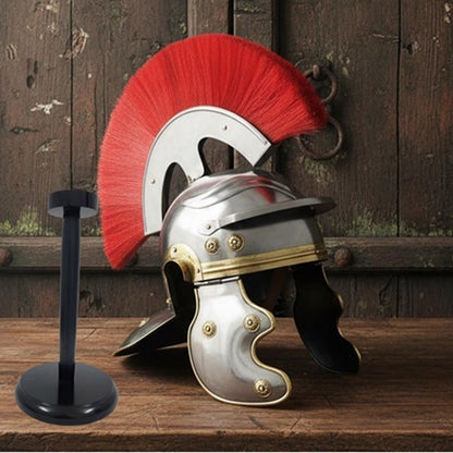 Roman Centurion Helmet with Red Plume & Wooden Stand Free