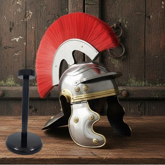 Roman Centurion Helmet with Red Plume & Wooden Stand Free