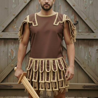 Roman Subarmalis – White Gold Gladiator Tunic, Roman Warrior Costume,