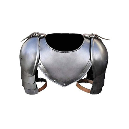 Medieval Steel Pauldrons with Gorget – 18 Gauge Reenactment Armor