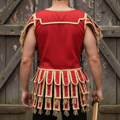 Roman Subarmalis – White Gold Gladiator Tunic, Roman Warrior Costume,