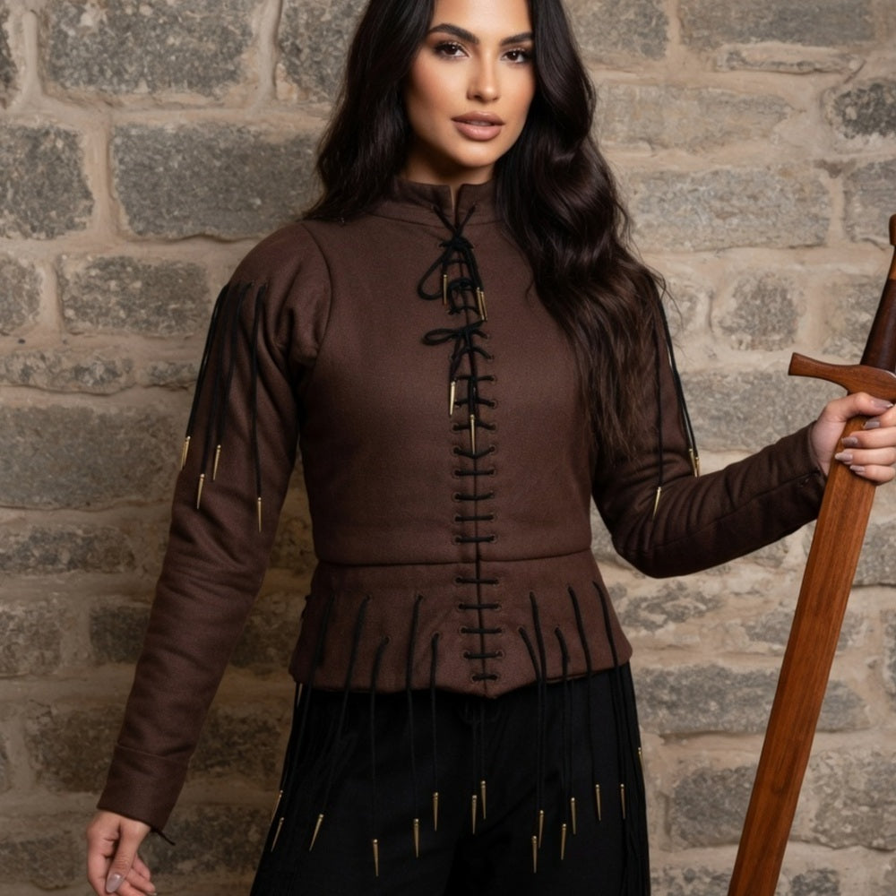 Yellow Lace-Up Medieval Archer Top , Ren faire Gambeson