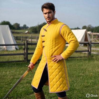 Medieval Cotton Gambeson Jacket – Quilted Aketon Costume Armor